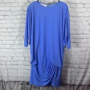 Vintage beaded Lillie Rubin dress bat wing lilac lavender size 14